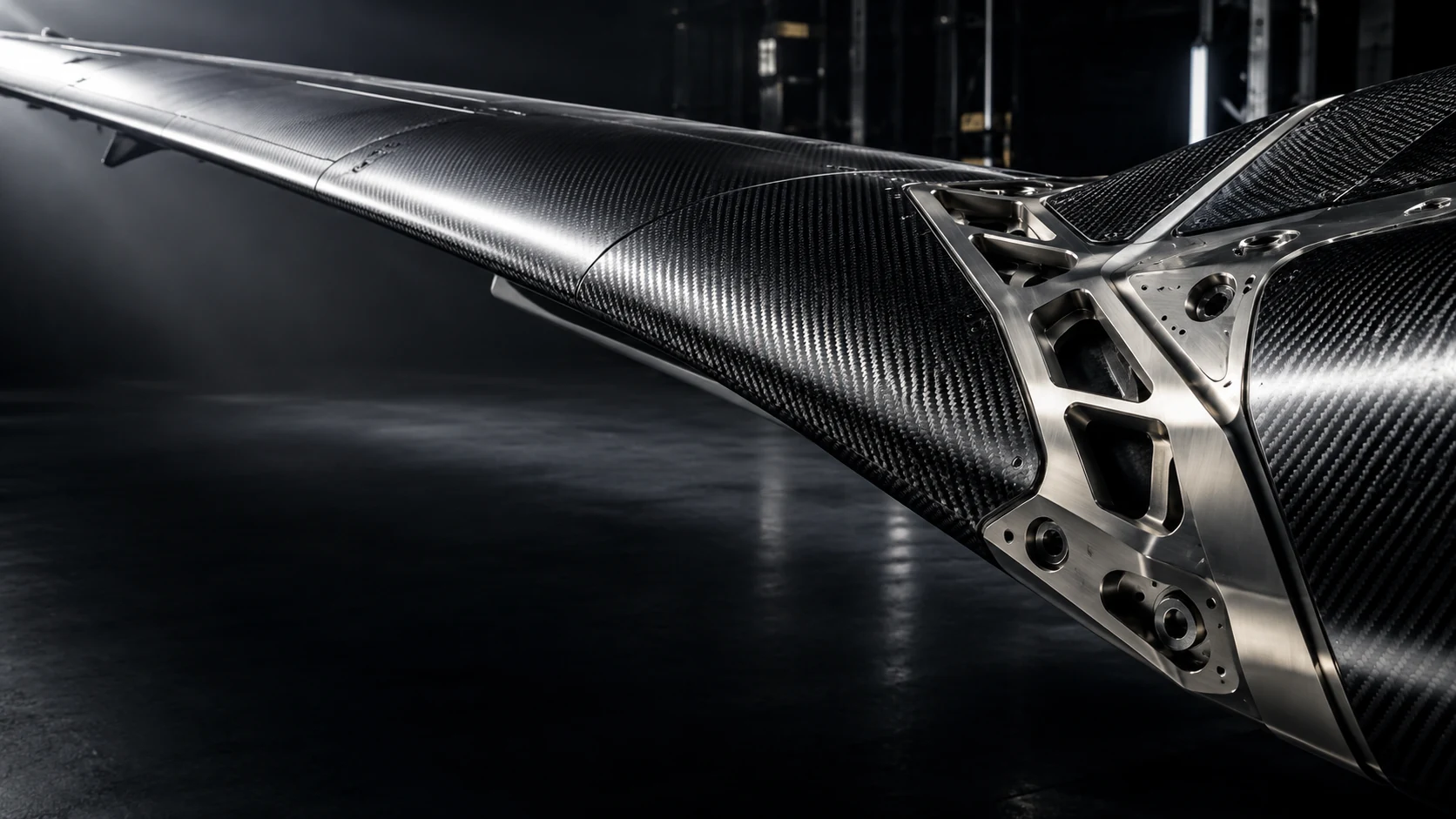 Carbon-fibre structure connected to a machined metal joint